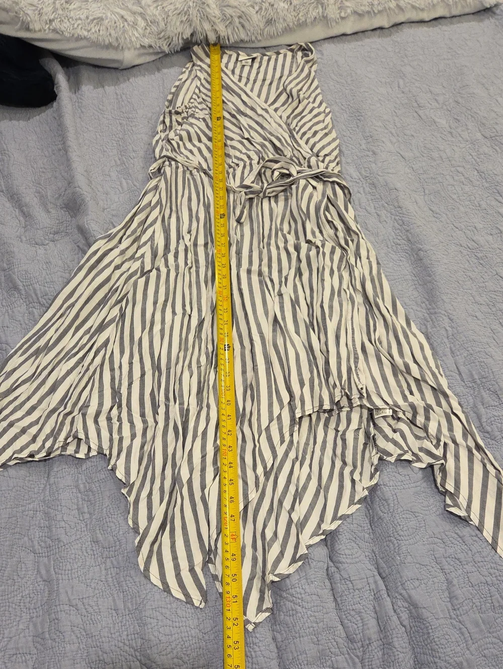 Ava & Viv White and Gray Striped Sleeveless Wrap Dress Size 1X!